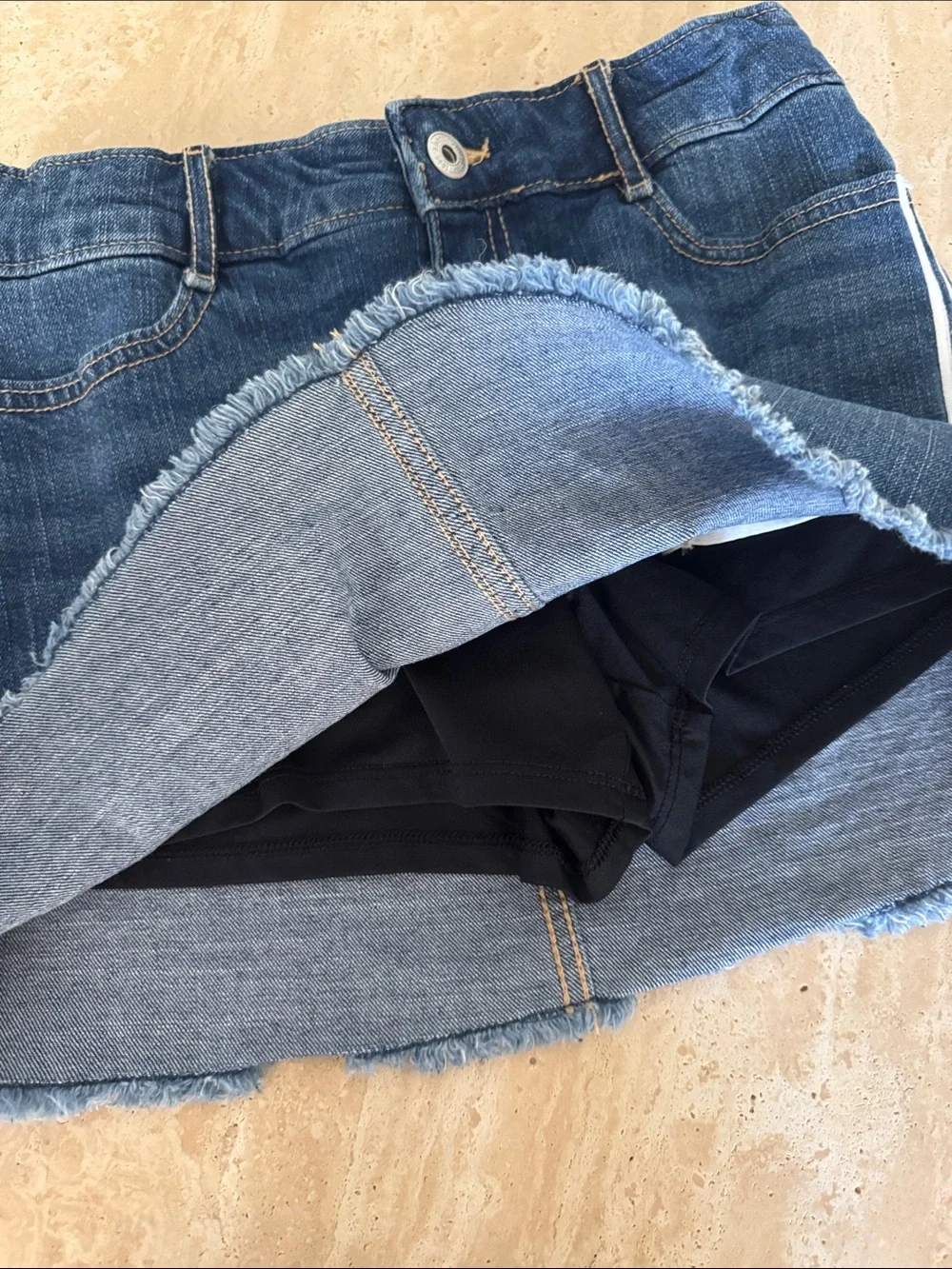 abercrombie kids Blue Denim Skirt with White Side Stripes